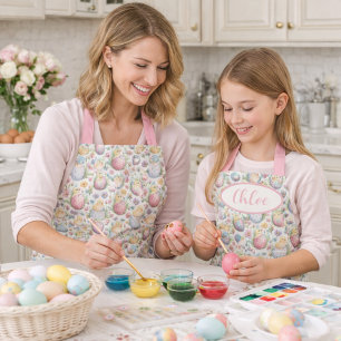 Colorful Easter Apron with Pastel Egg Design