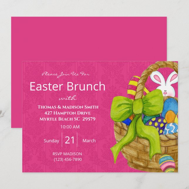 Colorful Easter Basket Brunch Invitation (Front/Back)