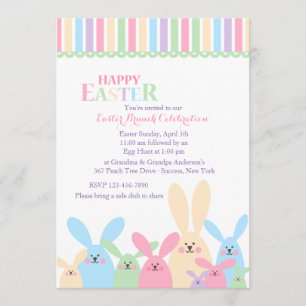 Colorful Easter Bunnies Invitation