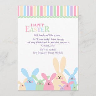 Colorful Easter Bunnies Pregnancy Announcement