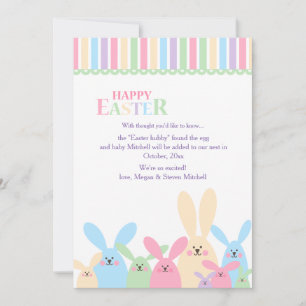 Colorful Easter Bunnies Pregnancy Announcement
