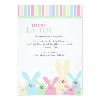 Colorful Easter Bunnies Pregnancy Announcement