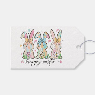 Colorful Easter Bunnies with Bows Gift Tags