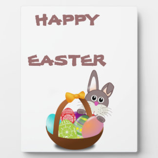 Colorful Easter Bunny And Eggs Plaque