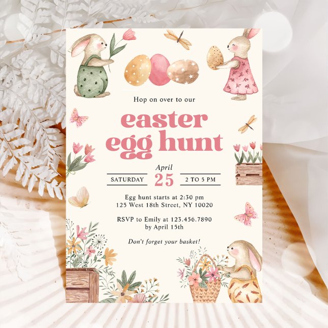 Colorful Easter Bunny Easter Egg Hunt Party Invitation (Creator Uploaded)