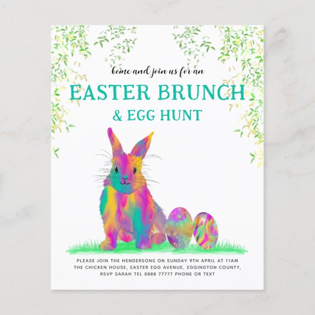 Colorful Easter Bunny Egg Hunt and Brunch Flyer (Front)