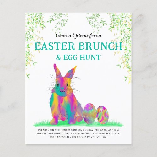 Colorful Easter Bunny Egg Hunt and Brunch Flyer