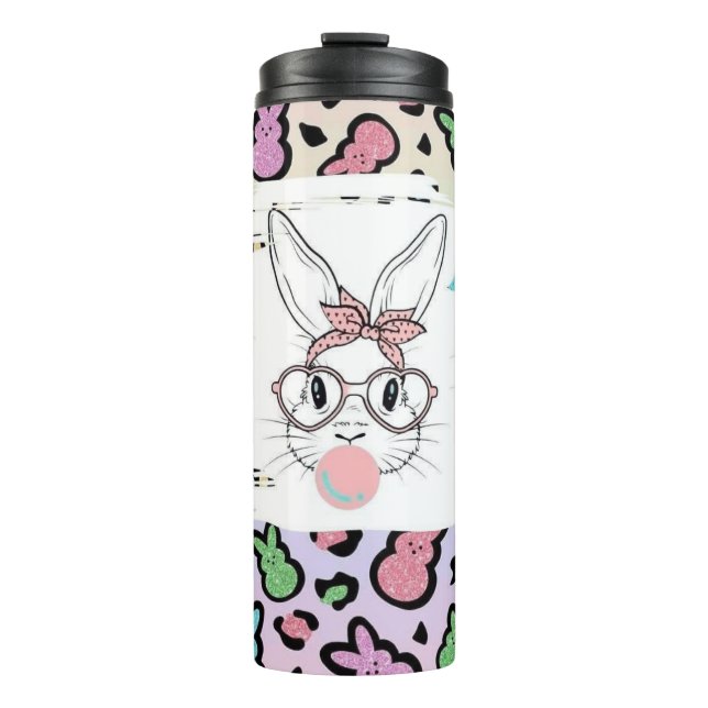 Colorful Easter Bunny Pattern  Thermal Tumbler (Front)