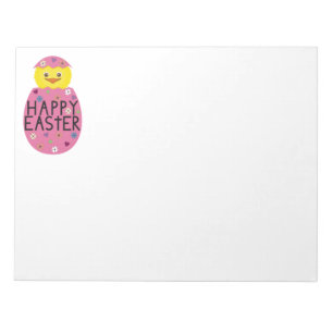 Colorful Easter Chick in Painted Egg Notepad