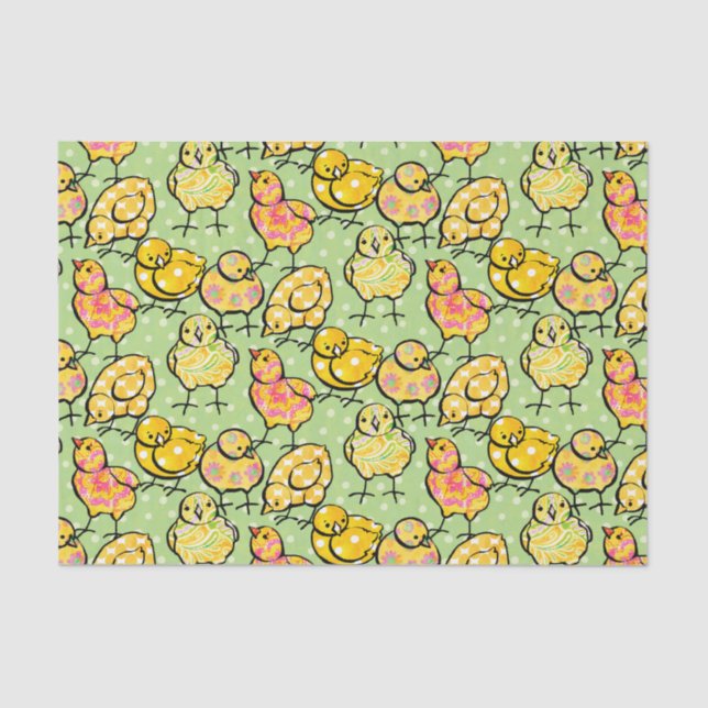 Colorful Easter Chicks Tissue Paper (Front)