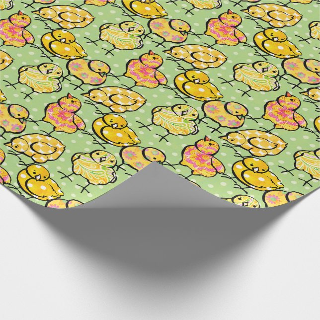 Colorful Easter Chicks Wrapping Paper (Corner)