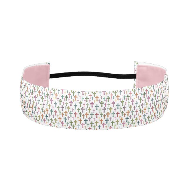 Colorful Easter cross patterned Athletic Headband (Front)