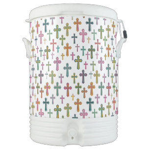 Colorful Easter cross patterned Beverage Cooler