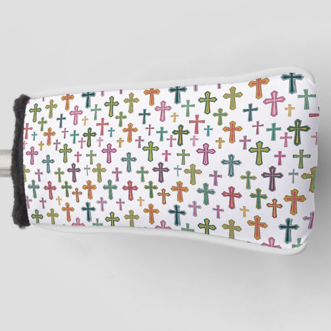 Colorful Easter cross patterned Golf Head Cover (Front)