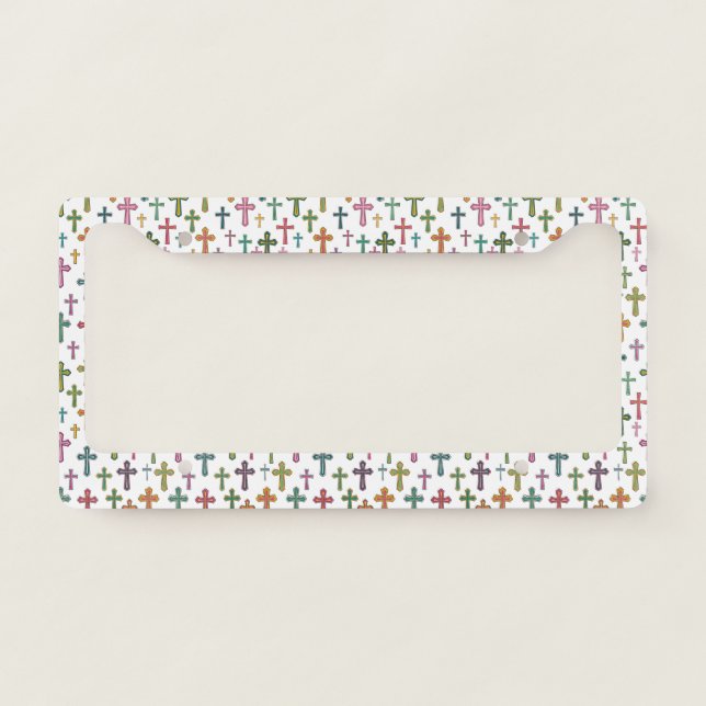 Colorful Easter cross patterned License Plate Frame (Front)