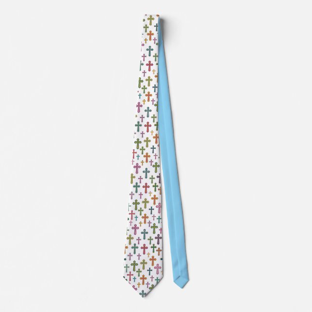 Colorful Easter cross patterned Neck Tie (Front)