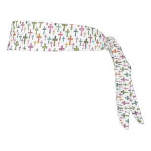 Colorful Easter cross patterned Tie Headband