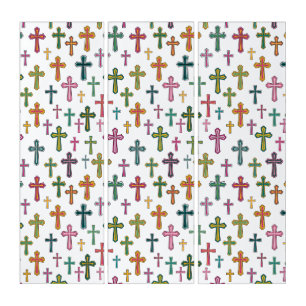 Colorful Easter cross patterned Triptych