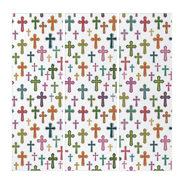 Colorful Easter cross patterned Triptych (Front)
