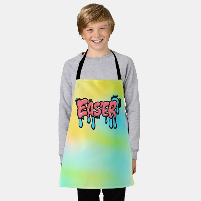 Colorful Easter Drip Text Graffiti Style Design Apron (Worn)