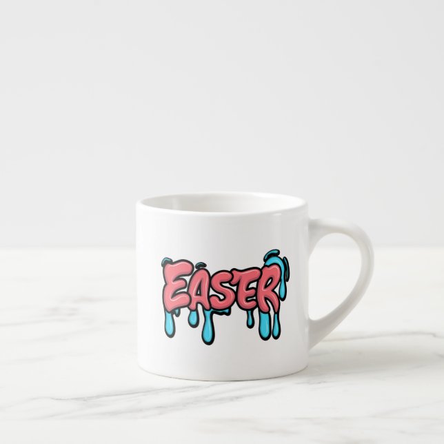 Colorful Easter Drip Text Graffiti Style Design Espresso Cup (Right)
