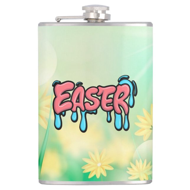 Colorful Easter Drip Text Graffiti Style Design Flask (Front)