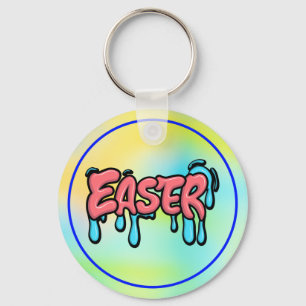 Colorful Easter Drip Text Graffiti Style Design Keychain