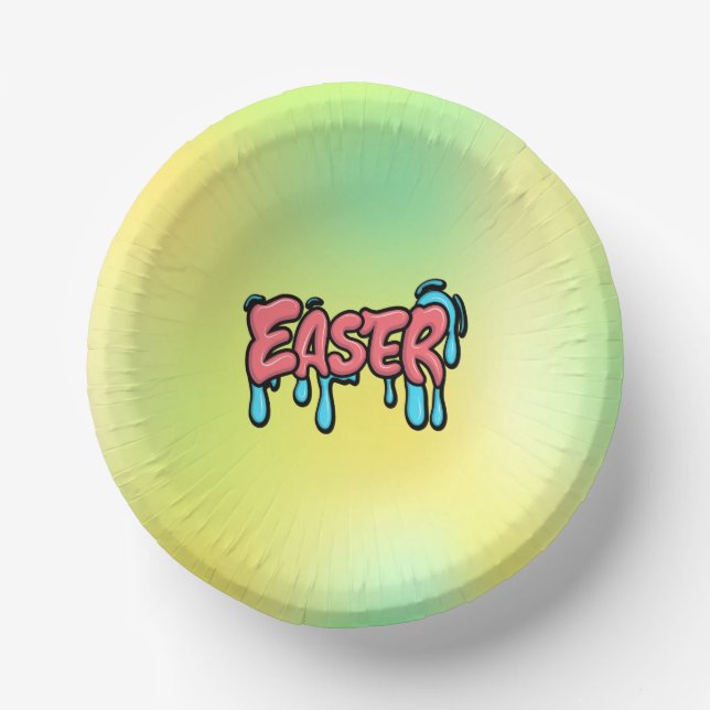 Colorful Easter Drip Text Graffiti Style Design Paper Bowls (Front)