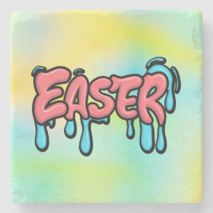 Colorful Easter Drip Text Graffiti Style Design Stone Coaster