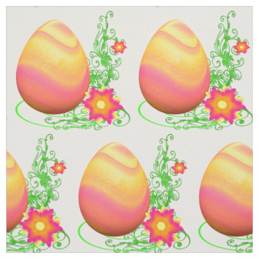 Colorful Easter Egg and Flowers 4.5" Fabric