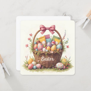 Colorful Easter Egg Basket Art Invitation