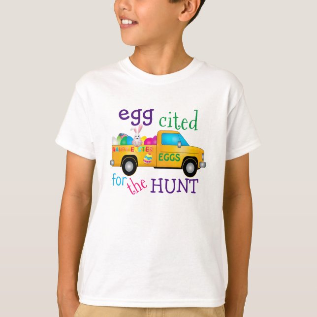Colorful Easter Egg Hunt Bunny Truck T-Shirt (Front)