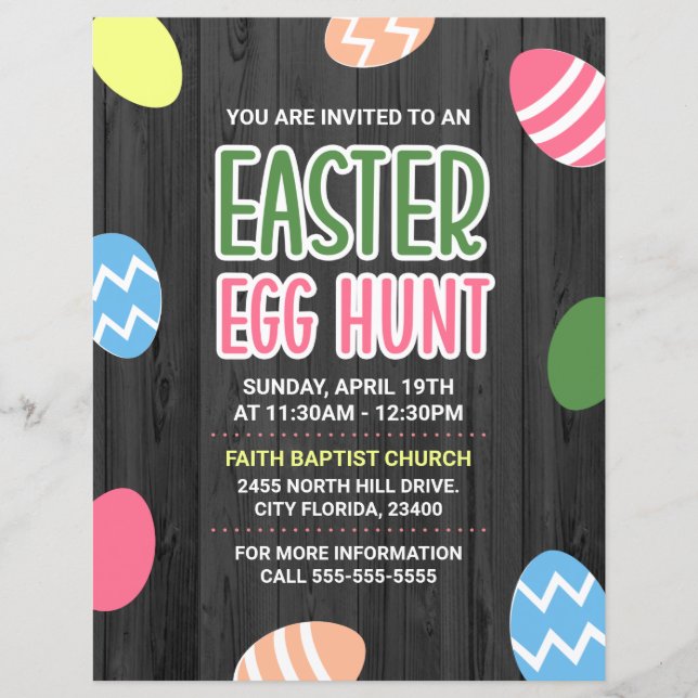 Colorful Easter Egg Hunt Church Event Flyer (Front)