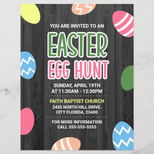 Colorful Easter Egg Hunt Church Event Flyer