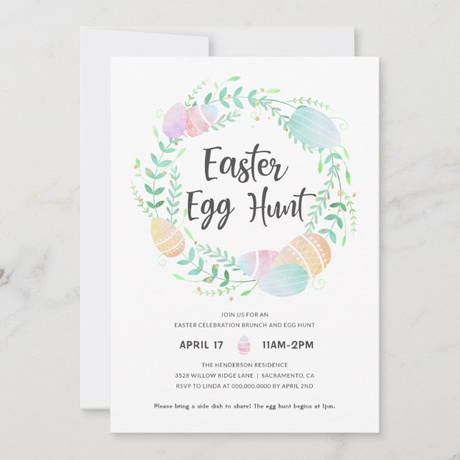 Colorful Easter Egg Hunt Easter Brunch Invitation (Front)