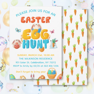 Colorful Easter Egg Hunt Party  Invitation