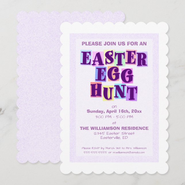 Colorful Easter Egg Hunt Pennant Invitation (Front/Back)