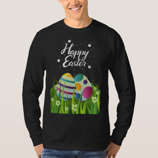 Colorful Easter Egg Hunting  Easter Day Holiday T-Shirt (Front)