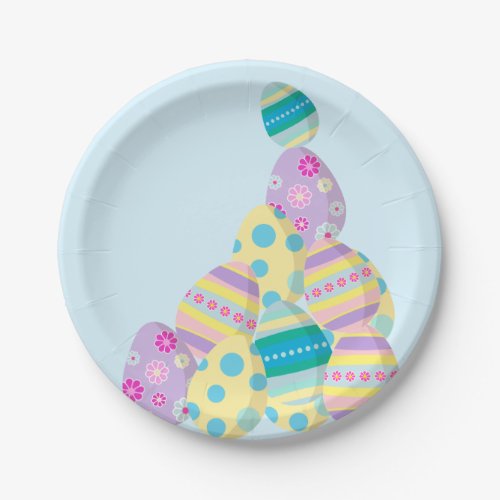 Colorful Easter Egg Illustrations stacked Paper Plates