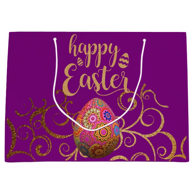 Colorful Easter Egg Large Gift Bag (Front)