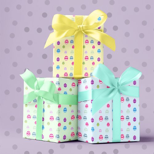 Colorful Easter Egg Pattern Wrapping Paper Sheets