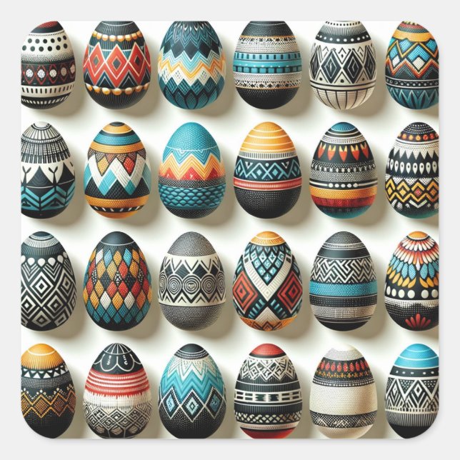 Colorful Easter Egg Square Sticker (Front)