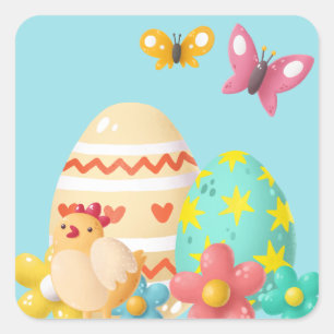 Colorful Easter Egg Square Sticker