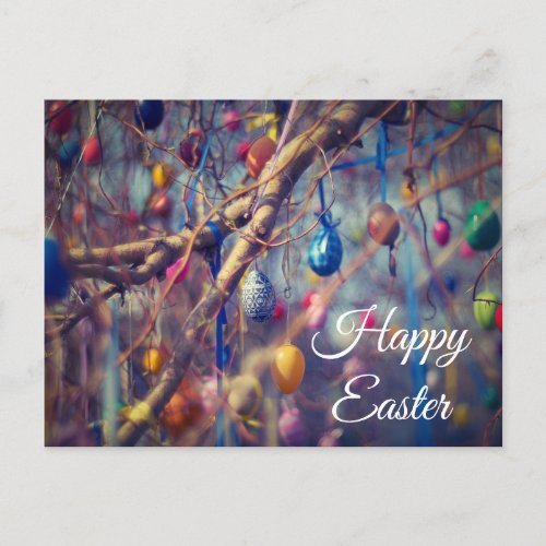 Colorful Easter Egg Tree Personalized Postcard