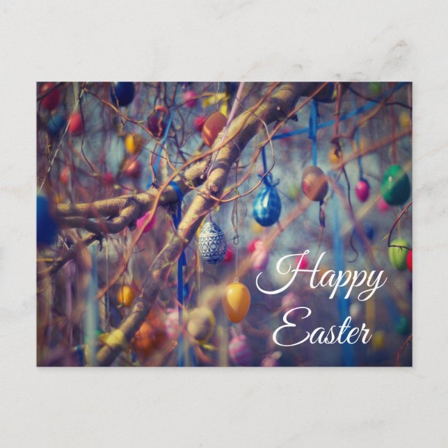 Colorful Easter Egg Tree Personalized Postcard (Front)