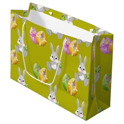 Colorful Easter Eggs and Bunny Large Gift Bag