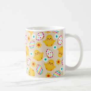 Colorful Easter Eggs and Chicks Pattern Coffee Mug