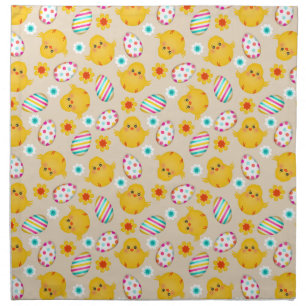 Colorful Easter Eggs and Chicks Pattern Napkin