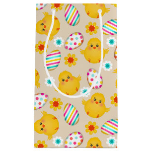 Colorful Easter Eggs and Chicks Pattern Small Gift Bag