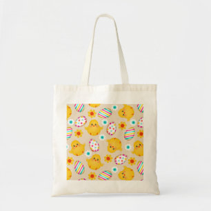 Colorful Easter Eggs and Chicks Pattern Tote Bag